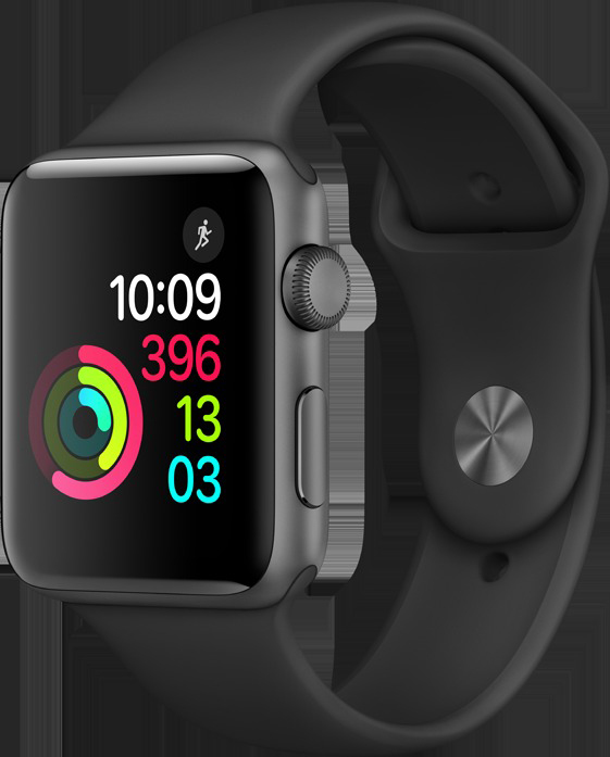 APPLE Watch Series 2 Smart Watch Aluminium Polymer, 42 mm, Grau/Schwarz