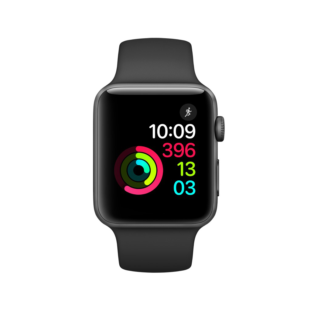APPLE Watch Series 2 Smart Watch Aluminium Polymer, 42 mm, Grau/Schwarz