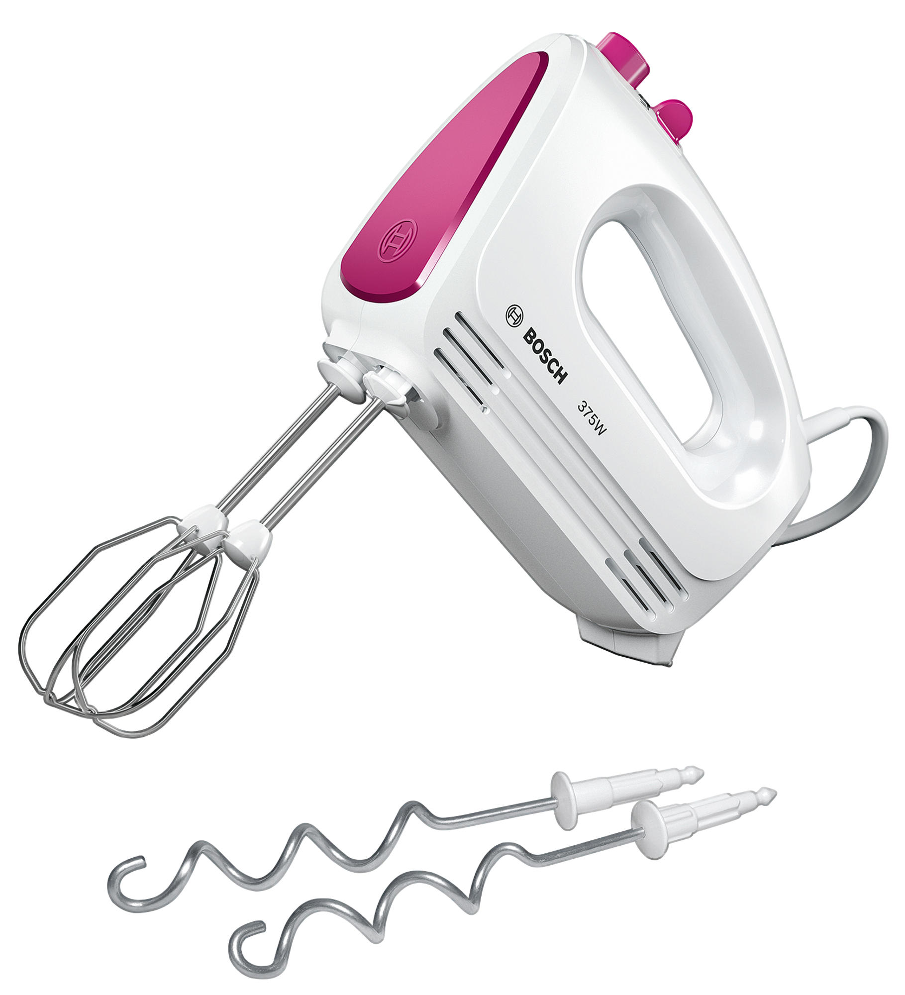 BOSCH MFQ2210P CleverMixx Fun Handmixer Weiß/Dunkelpink (375 Watt)