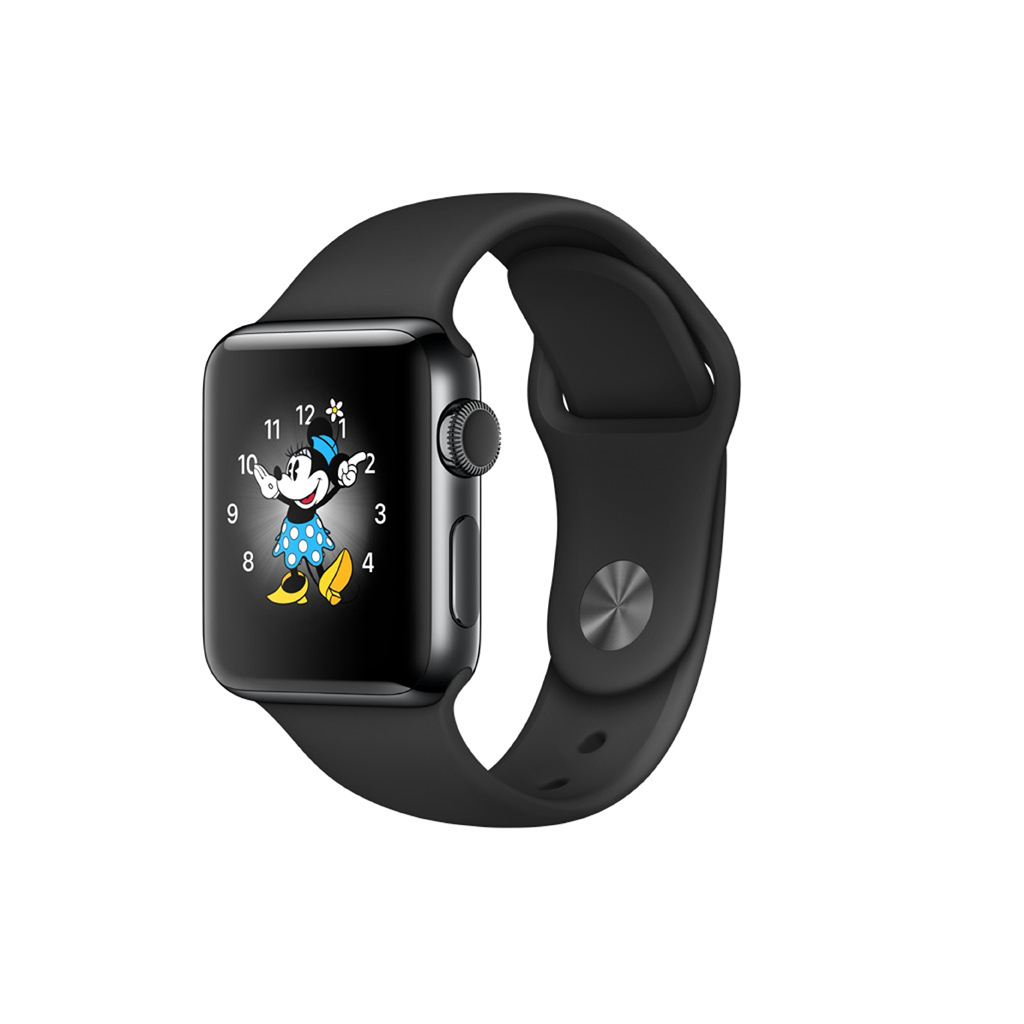 APPLE Watch Series 2 Smart Watch Edelstahl Polymer, 38 mm, Schwarz/Schwarz