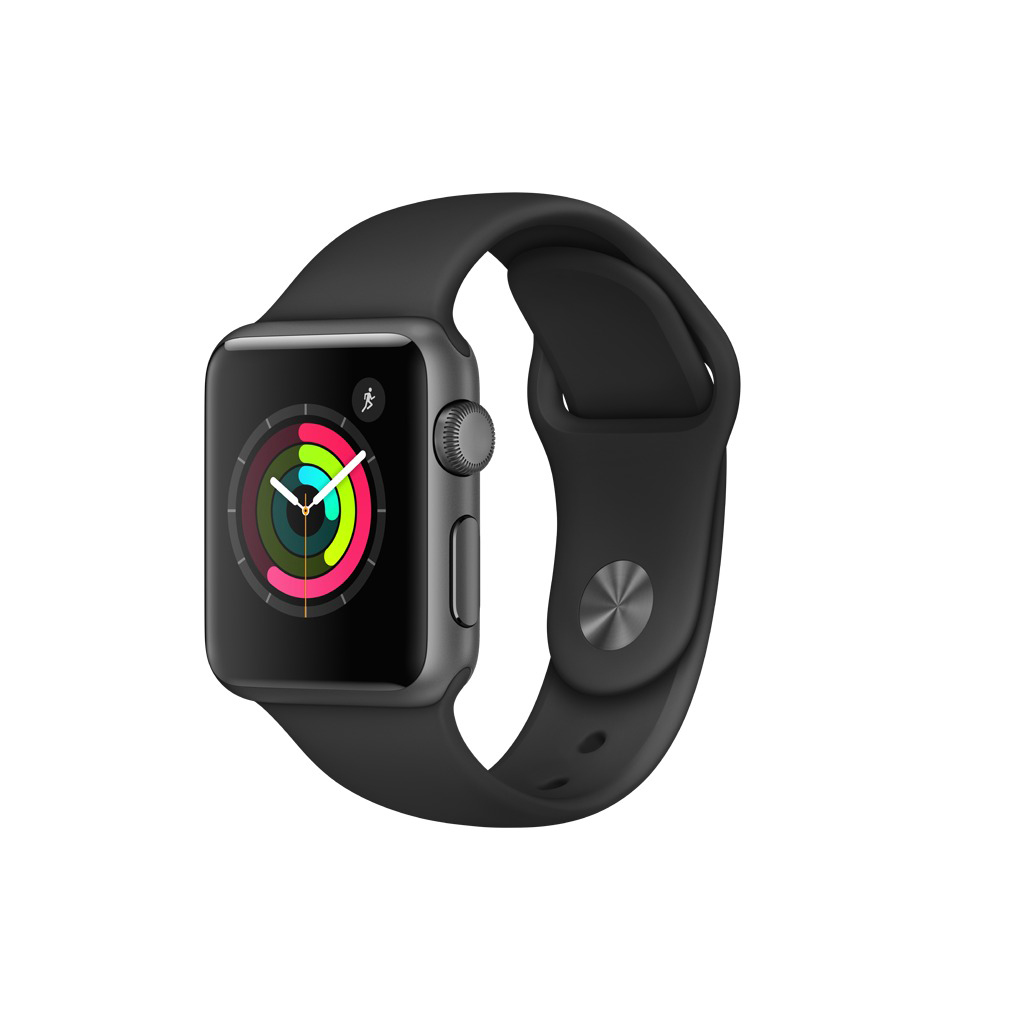 APPLE Watch Series 1 Smart Watch Aluminium Polymer, 38 mm, Space Grey/Schwarz