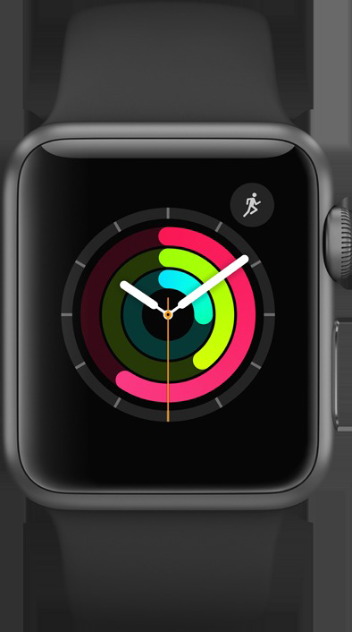 APPLE Watch Series 1 Smart Watch Aluminium Polymer, 38 mm, Space Grey/Schwarz