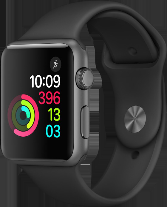 APPLE Watch Series 1 Smartwatch Aluminium Polymer, 42 mm, Space Grey/Schwarz