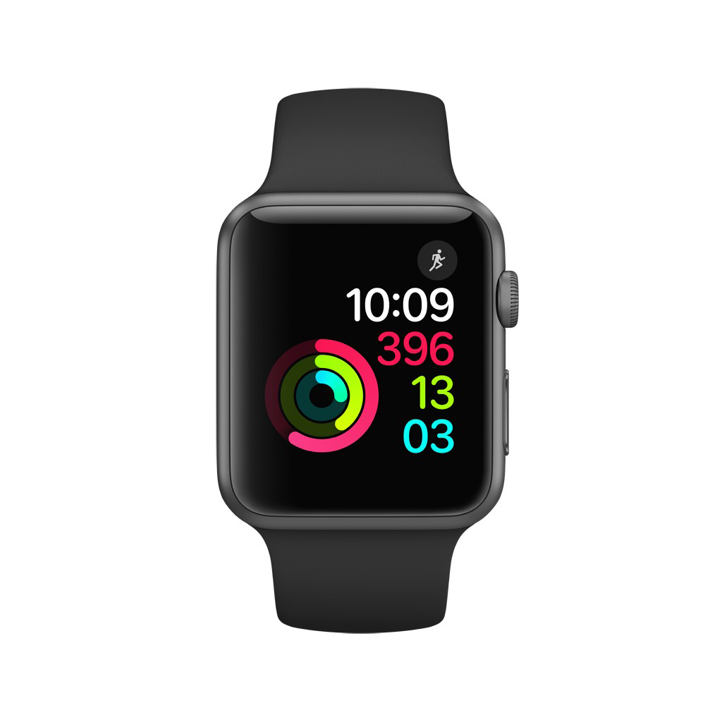 APPLE Watch Series 1 Smartwatch Aluminium Polymer, 42 mm, Space Grey/Schwarz