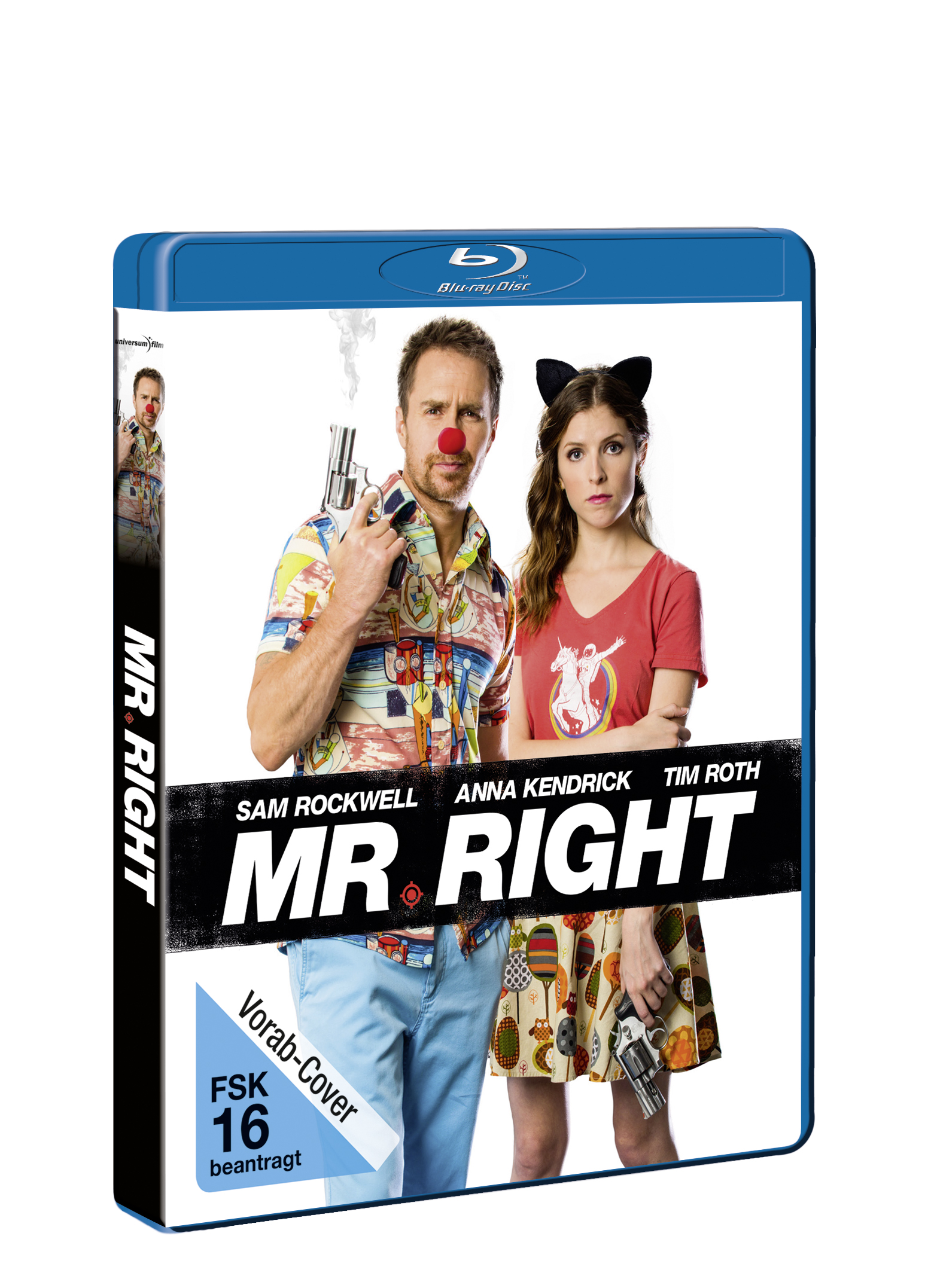 Blu-ray-Cover mit Sam Rockwell, Anna Kendrick und Tim Roth. Filmtitel ist Mr. Right.