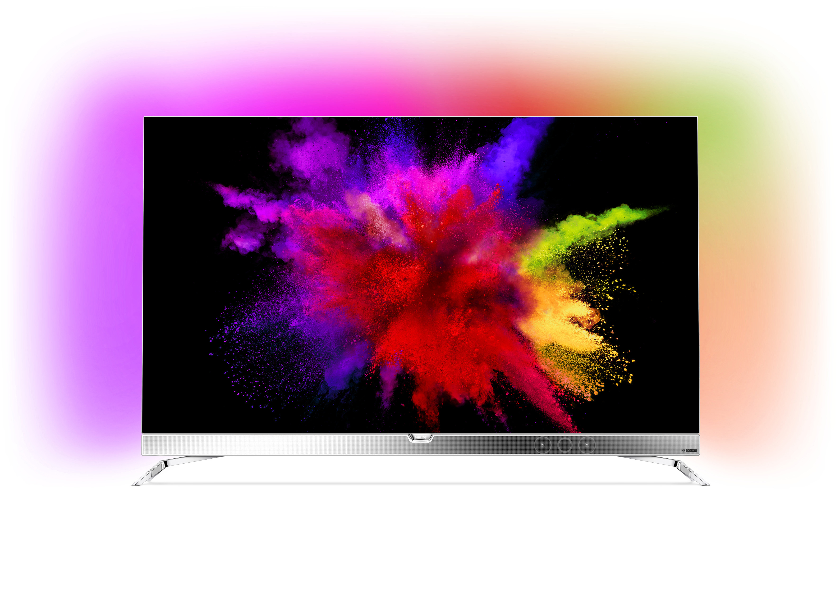 PHILIPS Fernseher 55POS901F/12 Ultraflacher 4K OLED-TV powered by Android TV mit 3-seitigem Ambilight
