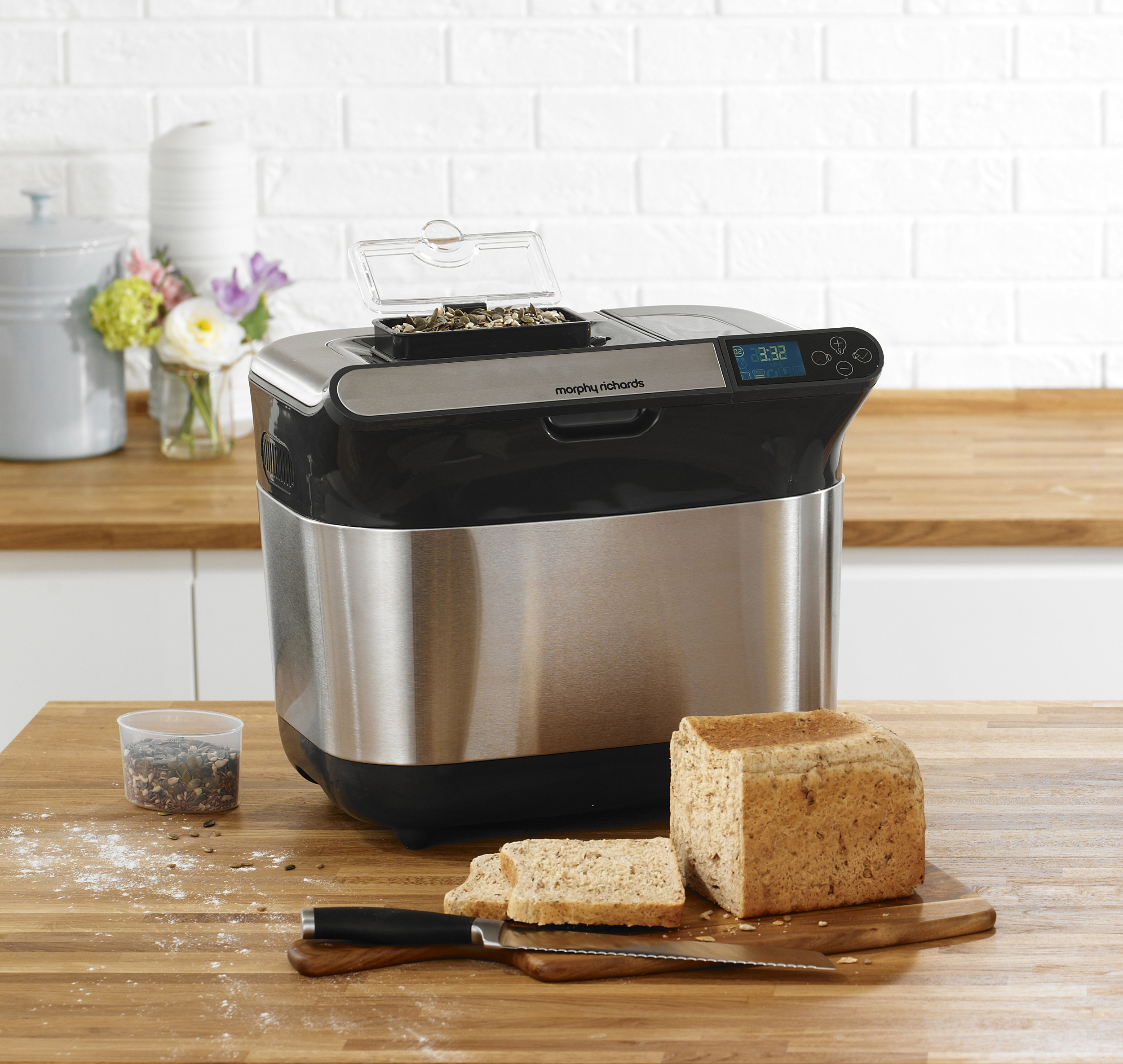 MORPHY RICHARDS 502000 Premium Plus (Brotbackautomat, Gebürsteter Edelstahl/Schwarz)