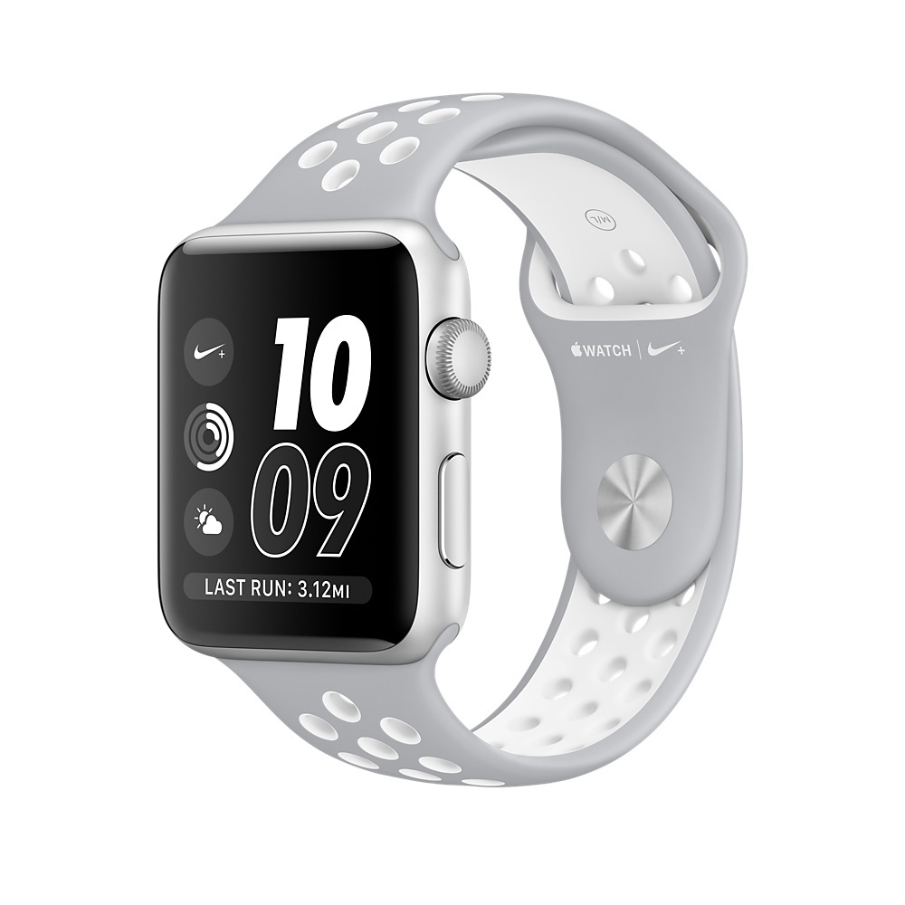 APPLE Watch Series 2 Nike+ Smart Watch Aluminium Sportband, 42 mm, Silber/Silber/Weiß