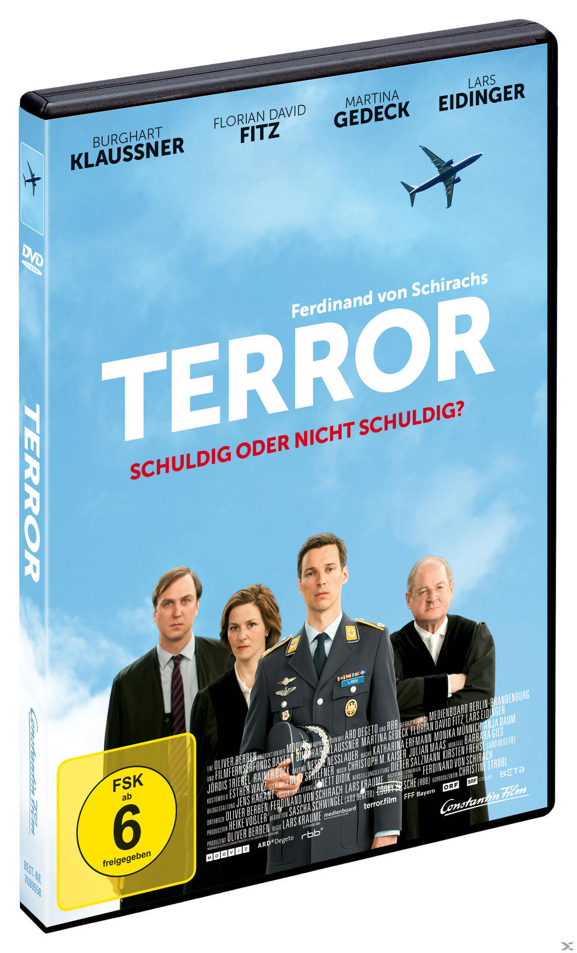 DVD-Cover mit vier Personen, einem Flugzeug und Text. Der Titel lautet 'TERROR'.