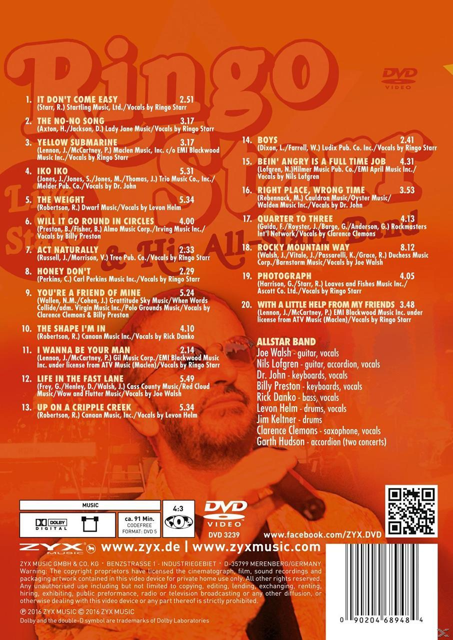 Die Rückseite einer DVD-Hülle für ein Ringo Starr-Album. Es hat ein Foto von Ringo Starr darauf.