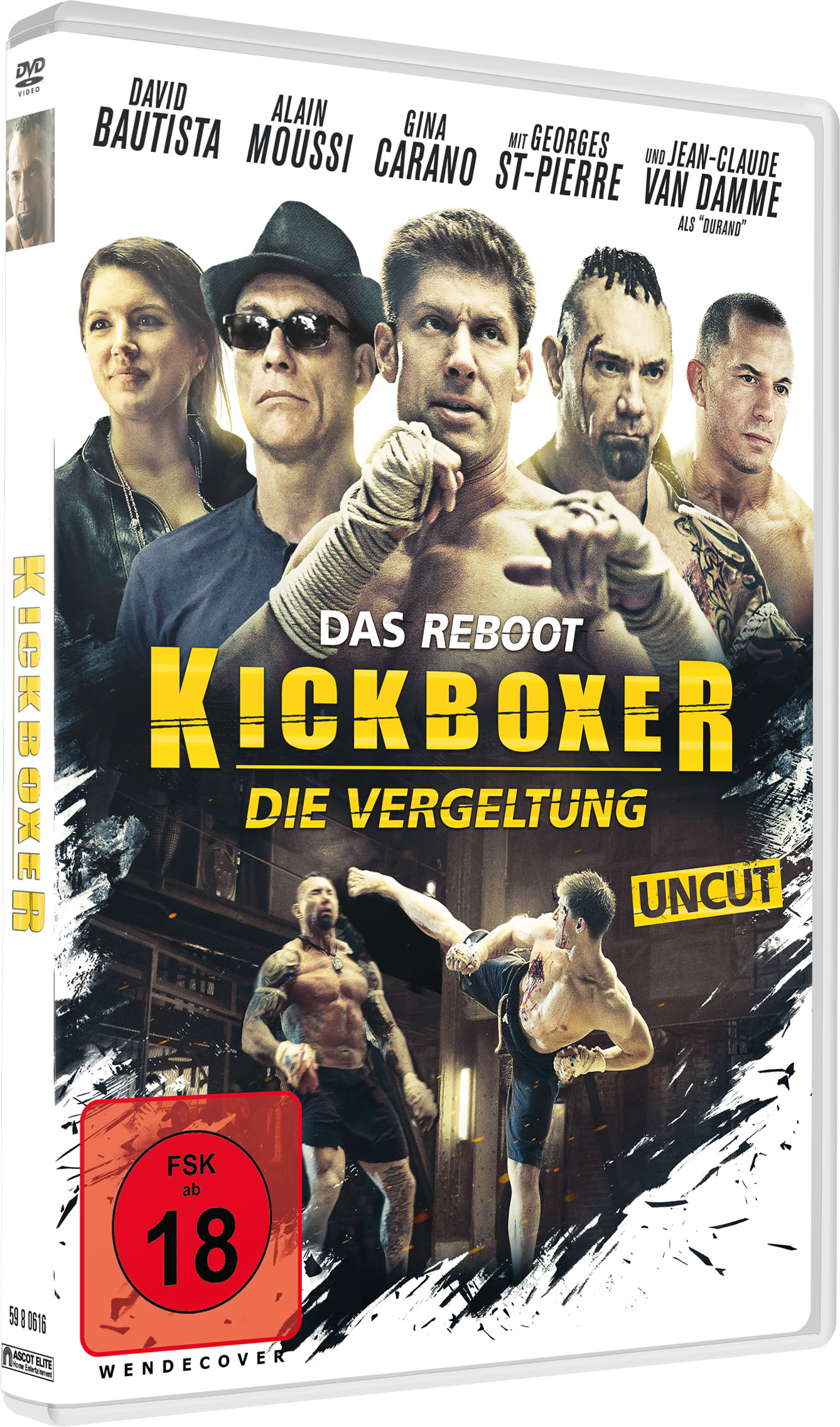 DVD-Cover mit Schauspielern und Filmtitel in dramatischer Umgebung, das Action zeigt.
