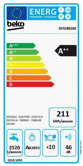 BEKO DFS 28020 X mosogatógép