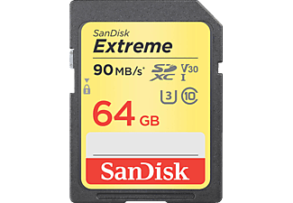 SANDISK SanDisk Extreme 90MB/s SDXC - V30 - scheda di memoria - 64 GB - Marrone - Scheda di memoria  (64 GB, 90, Nero/Giallo)