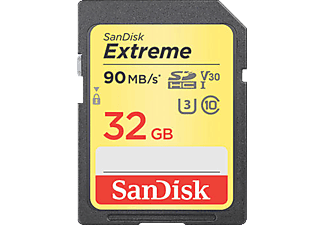 SANDISK Extreme UHS-I V30 - Micro-SDHC-Cartes mémoire  (32 GB, 90 MB/s, Noir/Jaune)