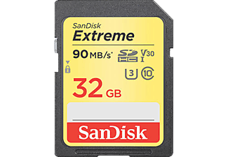 SANDISK SanDisk Extreme 32 GB SDHC V30 - scheda di memoria - Micro-SDHC-Schede di memoria  (32 GB, 90 MB/s, Nero/Giallo)