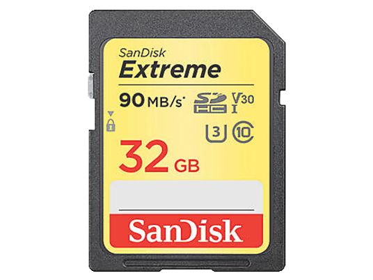 SANDISK Extreme UHS-I V30 - Micro-SDHC-Cartes mémoire  (32 GB, 90 MB/s, Noir/Jaune)