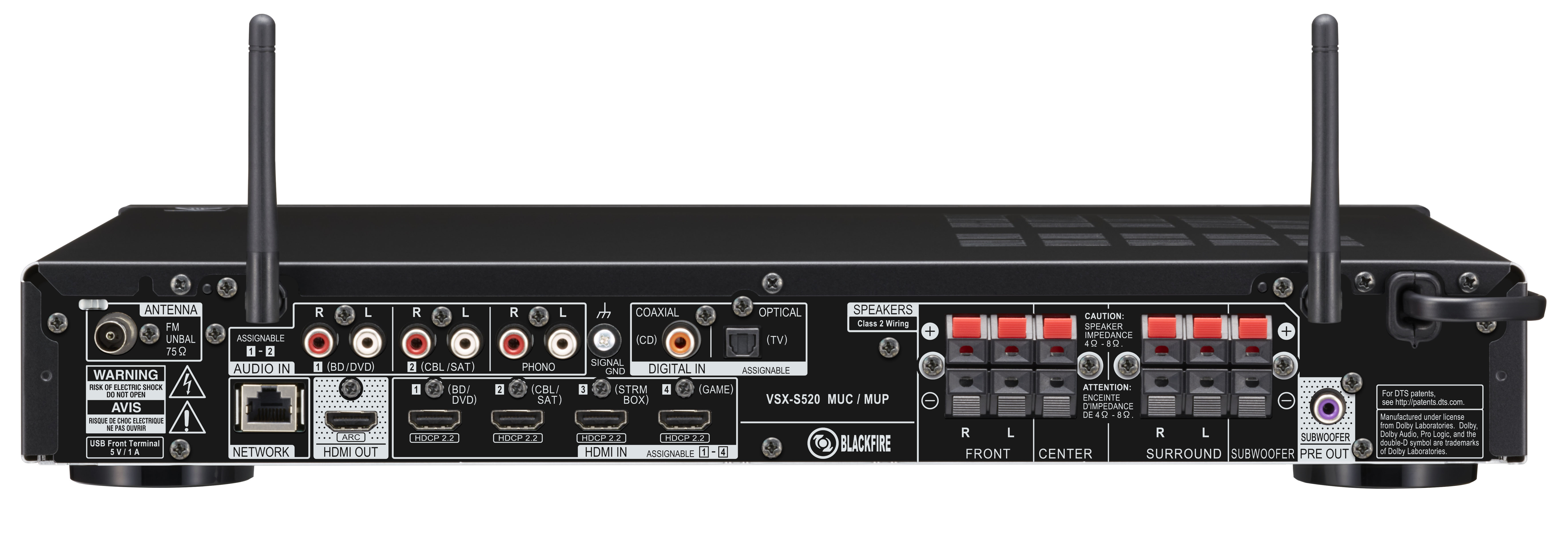 PIONEER VSX-S 520-B AV-Receiver (5.1 Kanäle, 80 Watt pro Kanal, Schwarz)