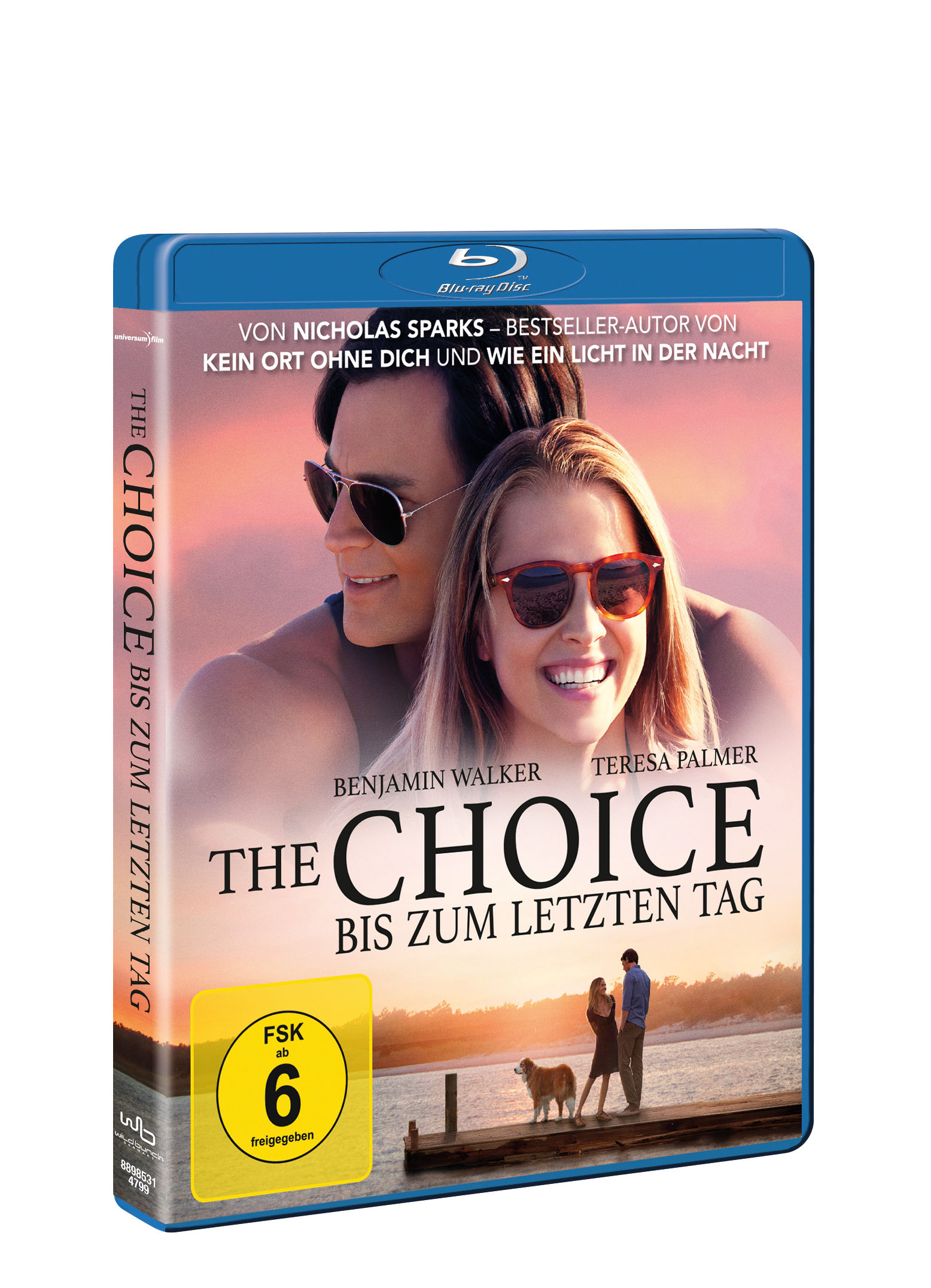 Filmcover. Ein Paar ist an einem Pier. Der Titel lautet 'The Choice'. Blu-ray Disc wird erwähnt.