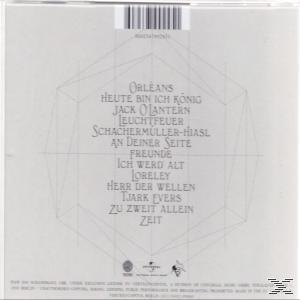 Rückseite eines CD-Covers. Text auf Deutsch. Geometrisches Design im Hintergrund.