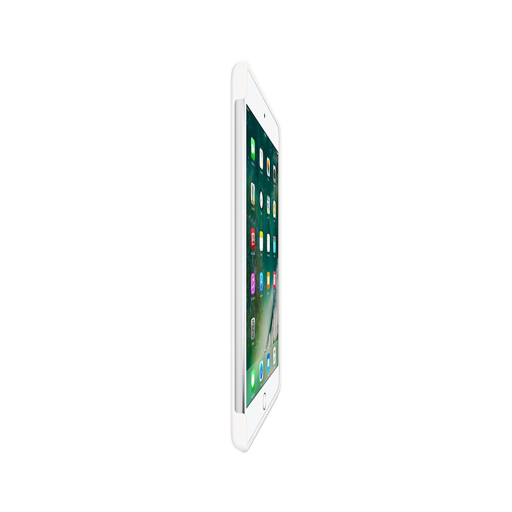 Ekranında uygulamalar bulunan beyaz bir tablet, beyaz arka plana karşı yandan gösterilmektedir.