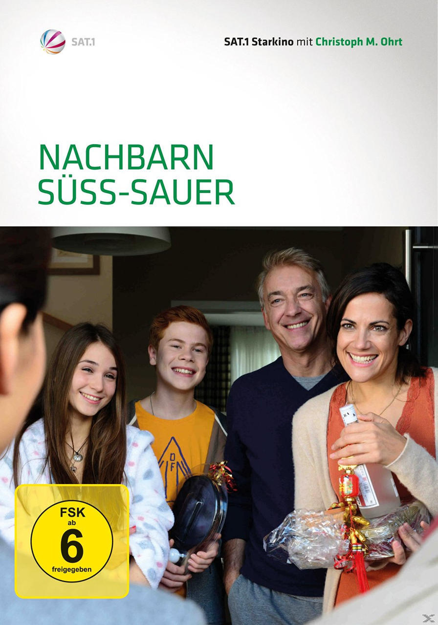 DVD-Cover einer Familie. Text: 'Nachbarn Süss-Sauer'.