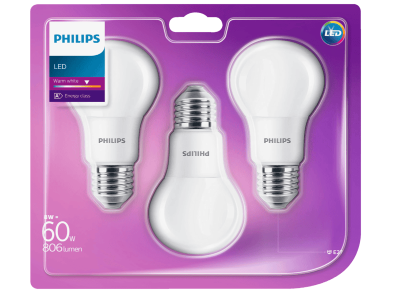 Philips Led Lampe E27 8 Watt Matt 3er Pack Online Kaufen Mediamarkt