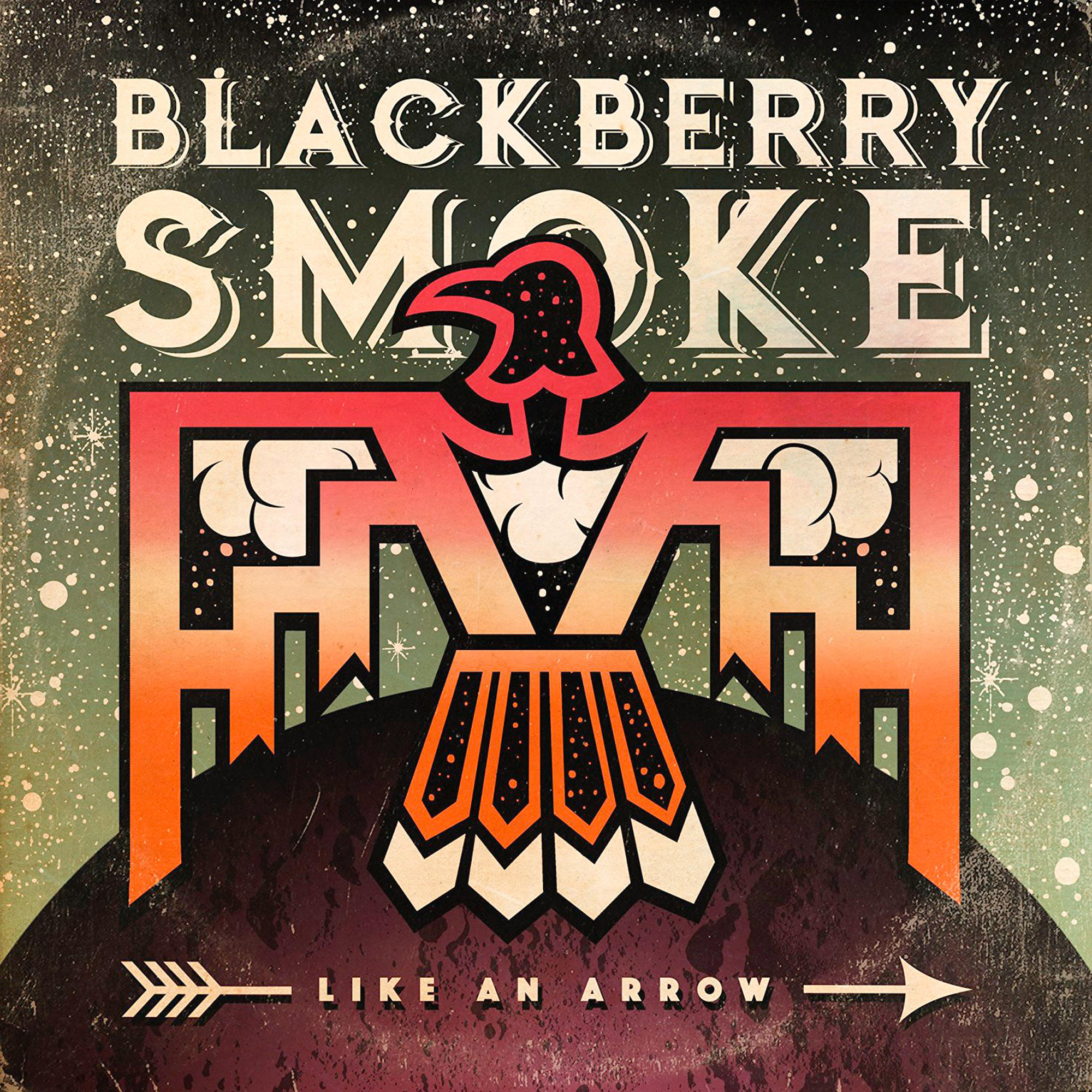 Albumcover mit einem Adlerdesign, dem Bandnamen BLACKBERRY SMOKE und dem Text LIKE AN ARROW.