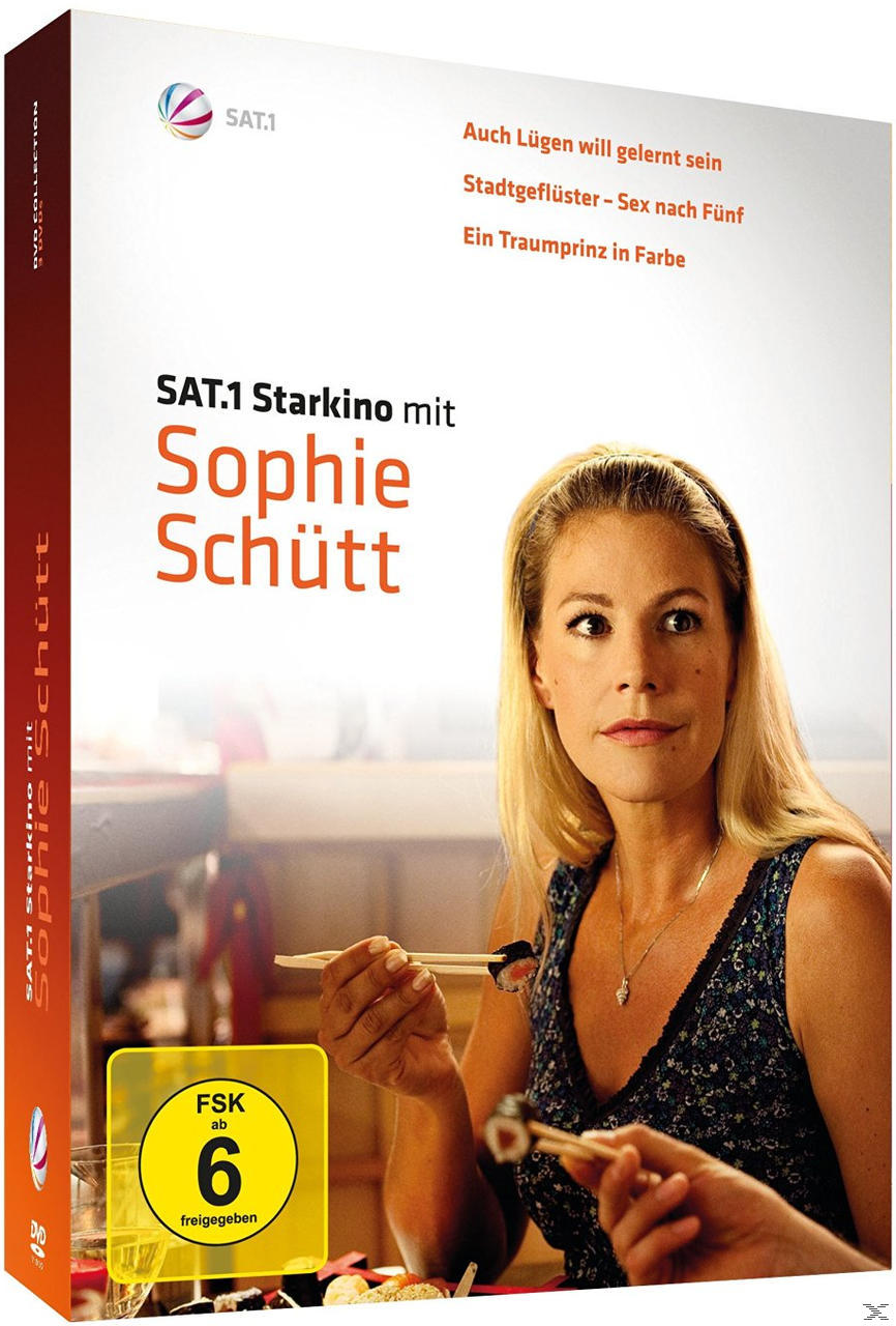 DVD-Cover: Frau isst Sushi. Titel: Sophie Schütt. SAT.1 Starkino-Logo vorhanden.
