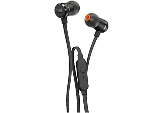 Auriculares - JBL T290, De boton, Con cable, Micrófono, Control remoto, Negro