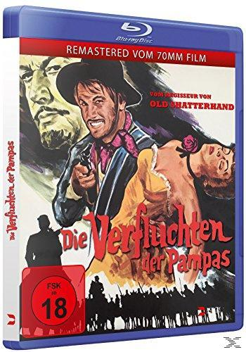 Filmcover von 'Die Verfluchten der Pampas'. Mann mit Waffe, Frau und eine Menschenmenge im Hintergrund.