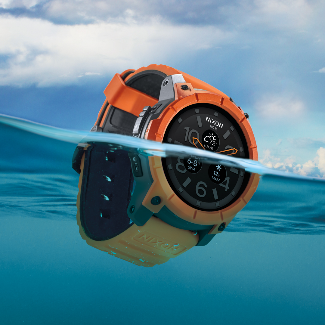 NIXON Mission Smartwatch Polycarbonat, 23 mm, Orange/Grau/Schwarz