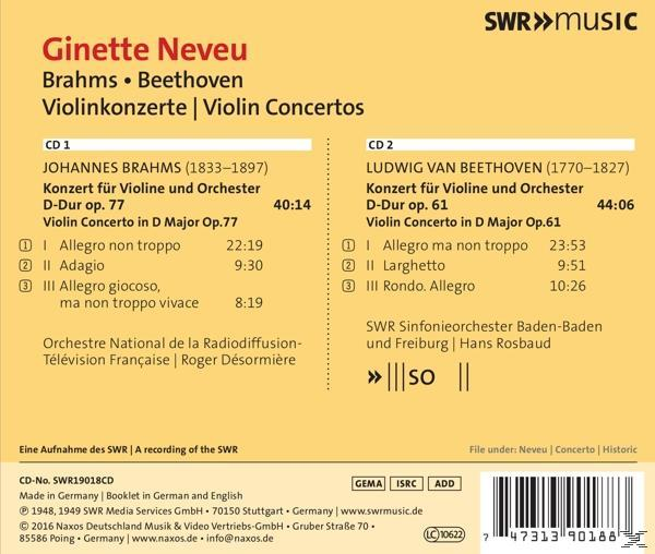 Ginette/soswf Neveu - Violinkonzerte  - (CD)