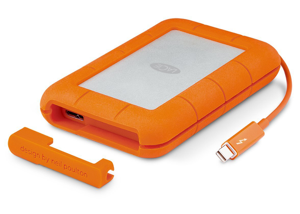 LACIE Rugged Thunderbolt USB 3.0 Festplatte, 1 TB HDD, 2,5 Zoll, extern, Orange/Silber