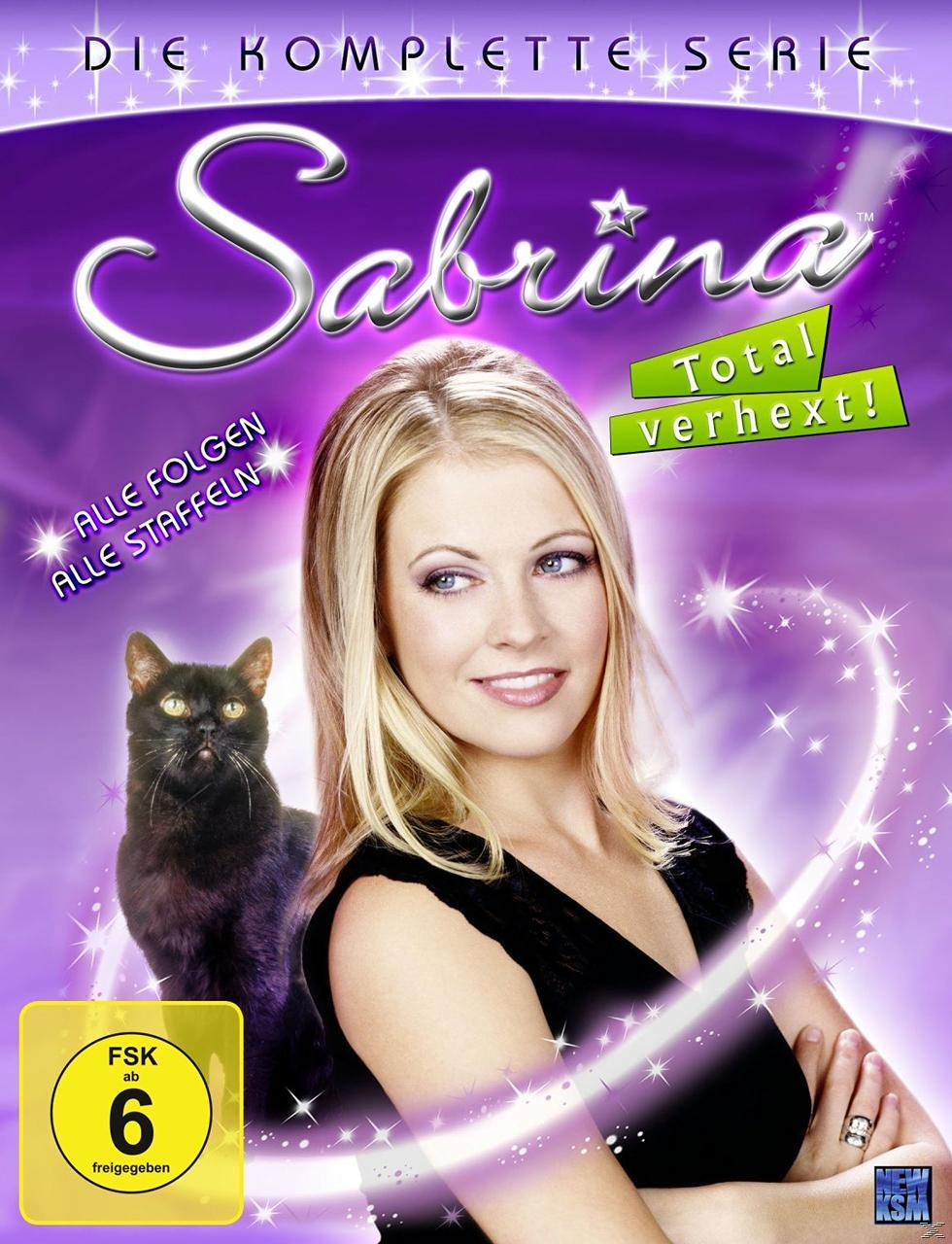 Sabrina DVD-Cover: Eine Frau mit einer schwarzen Katze. Titel 'Sabrina' und Text 'Total verhext!'.