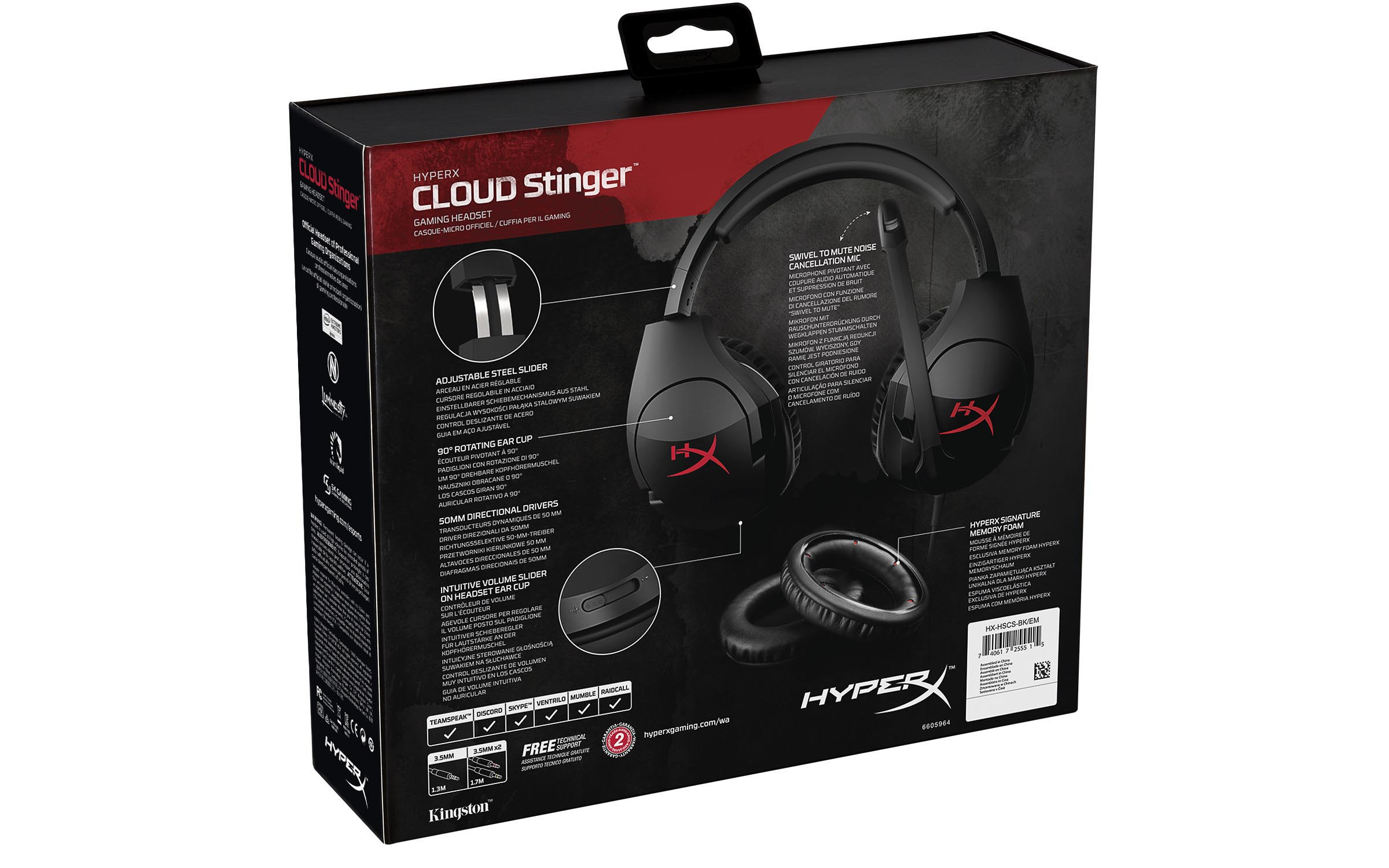HYPERX Cloud Stinger, Schwarz Headset Over-ear Gaming