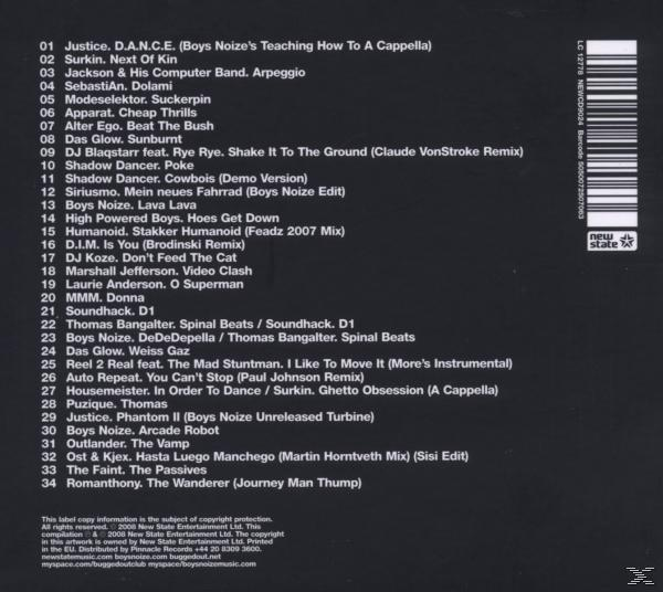 Rückseite eines CD-Cases mit Titelliste auf Deutsch.