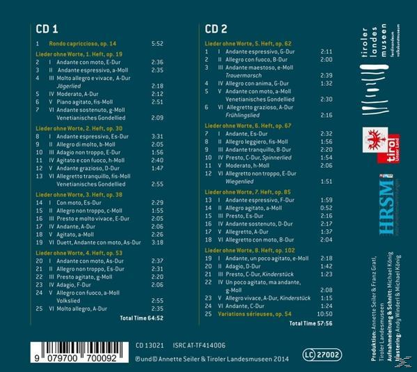 Annette Seiler - Lieder Ohne Worte-Rondo Capriccioso-Variations  - (CD)