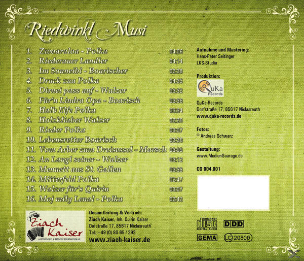 Riedwinkl Musi - Volksmusik - Instrumental (CD)