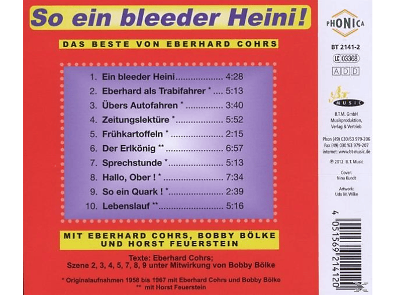 Thumbnail - Eberhard Cohrs - So Ein Bleeder Heini ! (CD)