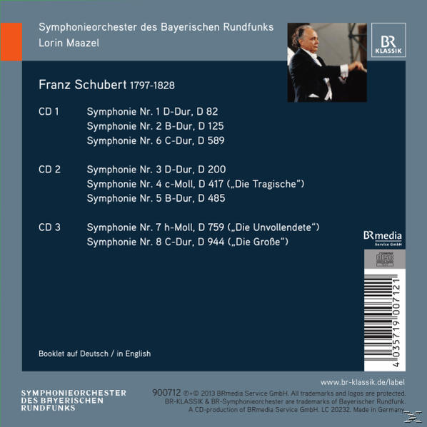 Albumcover: eine Liste von Musikstücken. Auf der rechten Seite befindet sich ein Foto eines Dirigenten.