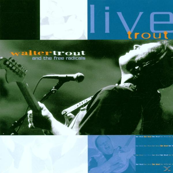 CD-Cover, Mann mit Gitarre, Mikrofon. Titel: Walter Trout. Blaue und weiße Farben.