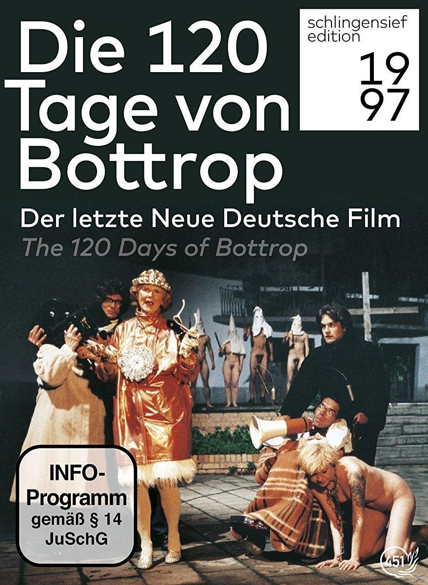 Filmposter mit verschiedenen Personen. Text: 'Die 120 Tage von Bottrop'. Einige sind nackt und mit weißen Kapuzen bedeckt.