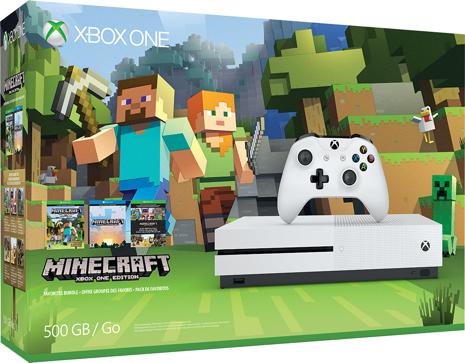 MICROSOFT XBox One S Bundle 500GB weiß inkl. 2 Controller + Minecraft (DLC) + FIFA 17