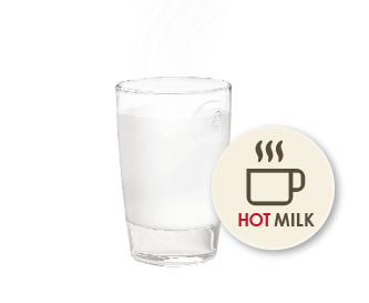 Een glas melk met een 'Warme melk'-icoon ernaast.