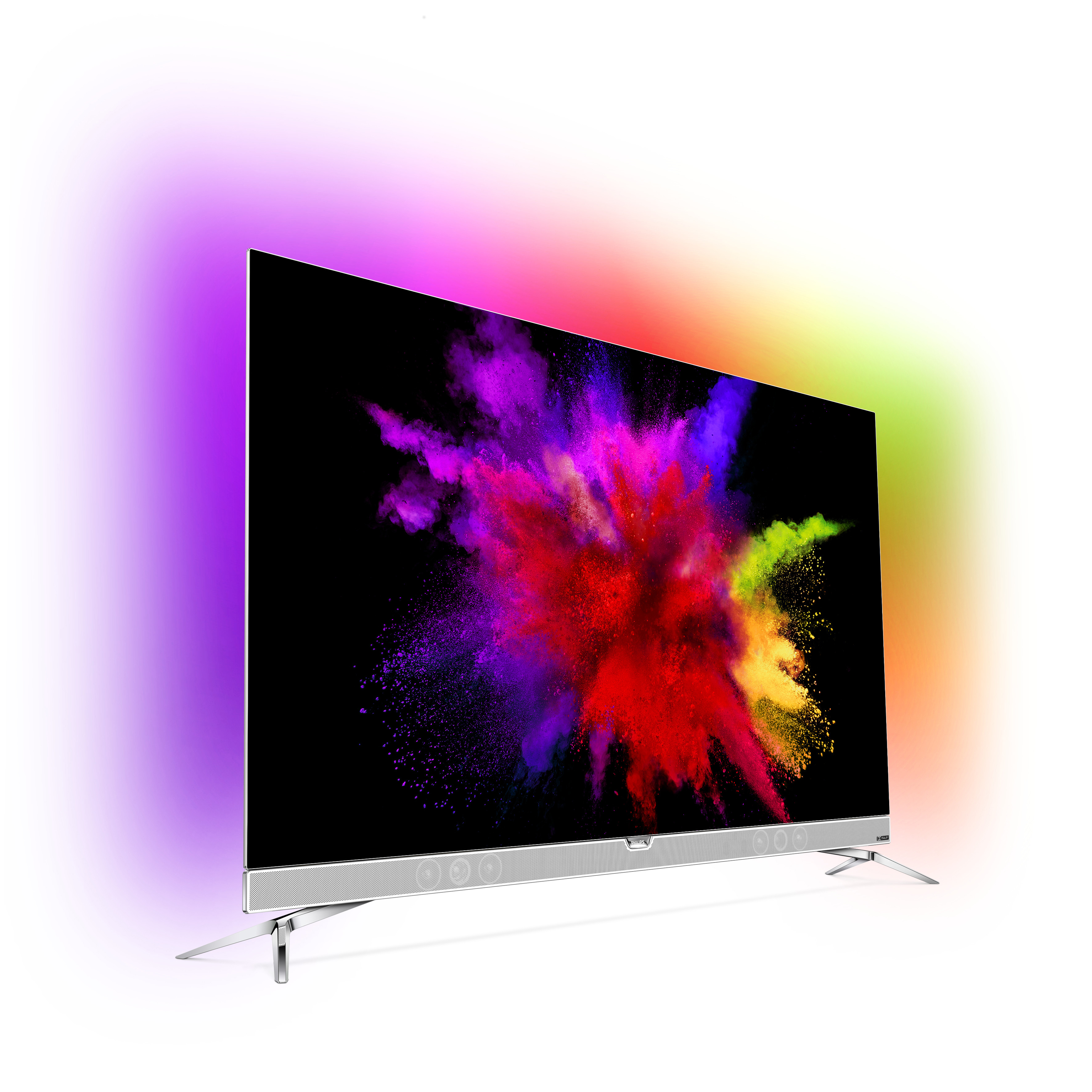 PHILIPS Fernseher 55POS901F/12 Ultraflacher 4K OLED-TV powered by Android TV mit 3-seitigem Ambilight