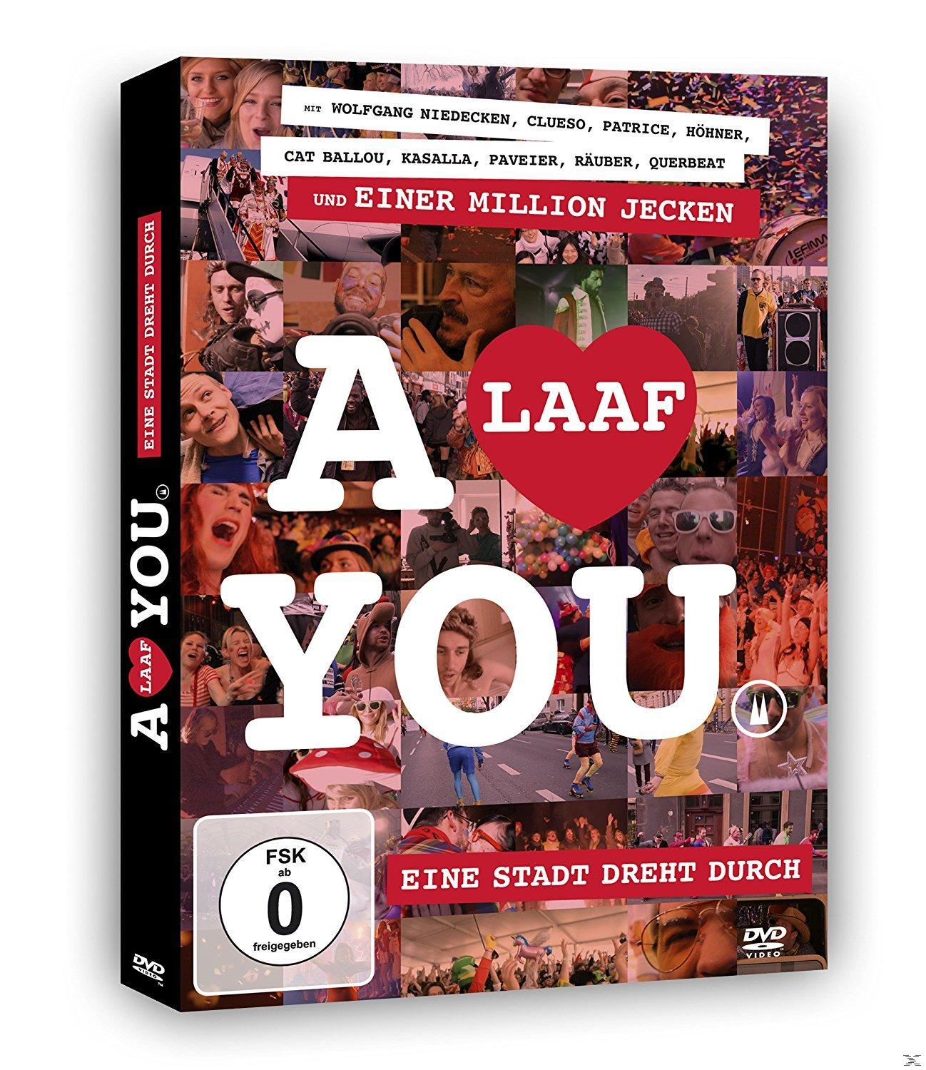 DVD-Cover mit verschiedenen Gesichtern, Stadtszene und rotem Herz.