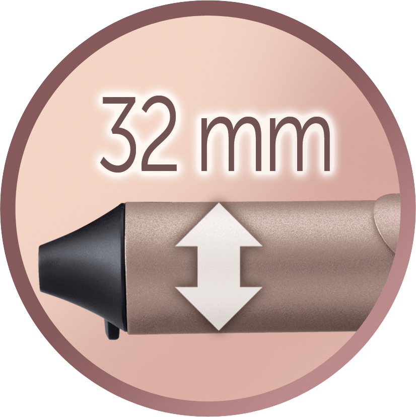 Ein Lockenstab mit einer 32-mm-Markierung.
