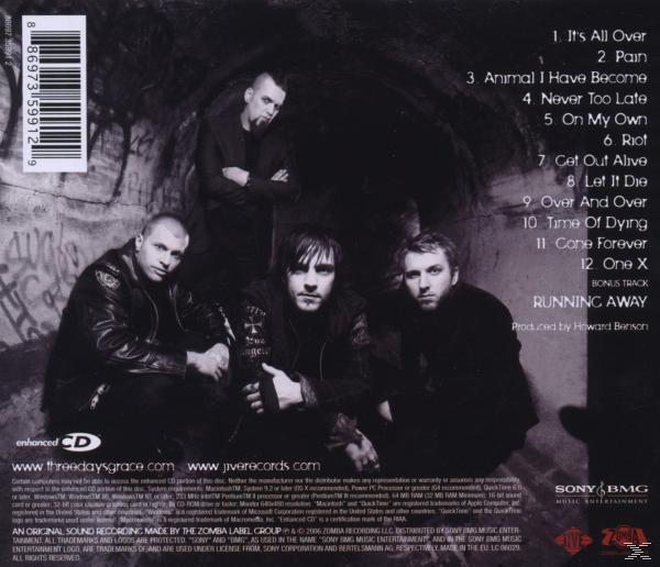 CD-Rückseite: Bandmitglieder in dunklem Tunnel, Songtitel rechts.