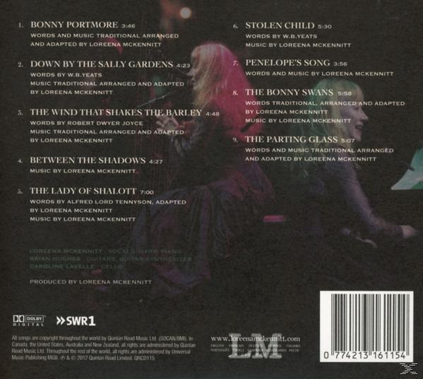 CD-Rückseite mit Titelliste und Text über Loreena McKennitt.