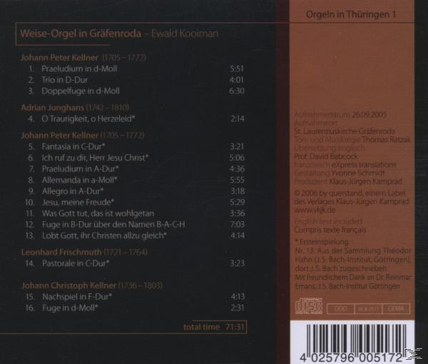 Ewald Kooiman - Weise-Orgel In Gräfenroda  - (CD)